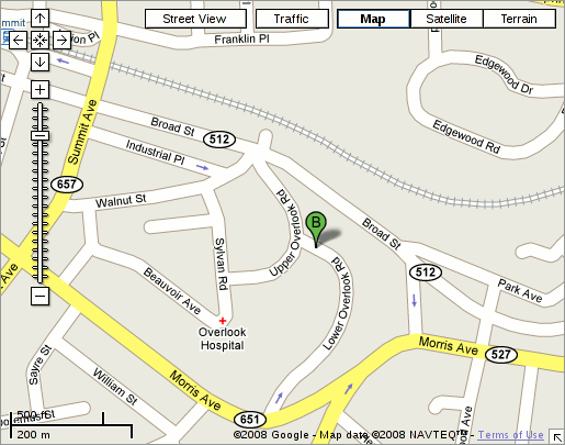 map to 11 overlook rd, summit nj 07901